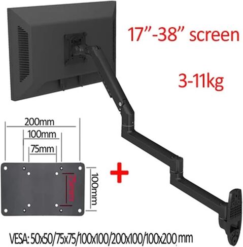 DL-7013 17-38 inch Mechanical Spring Aluminum Steel LCD Monitor TV Wall Mount Bracket Long Arm 2-10kg 3-11kg 100x100 200x200(7013II Black) in Saudi Arabia