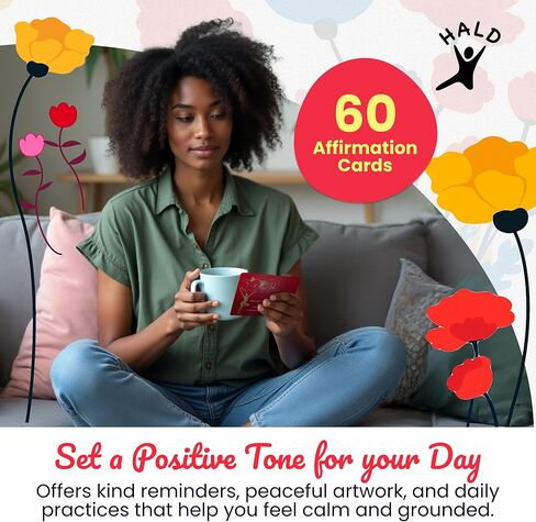 HALD Positive Affirmation Cards with Mindfulness Exercises, Inspirational Tools for Everyone, Motivational Items, Self Care Gifts for Women, Men & the Youth, 60 Transformative Affirmation Cards in Saudi Arabia