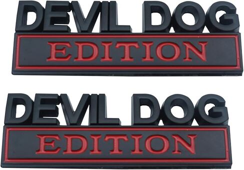 مجموعة زوجية من Devil Dog Edition بأحرف ممتصة للصدمات ثلاثية الأبعاد شعارات بديلة لشارة السيارة العالمية والشاحنة والمركبات الترفيهية والقوارب (أسود فضي) in Kuwait