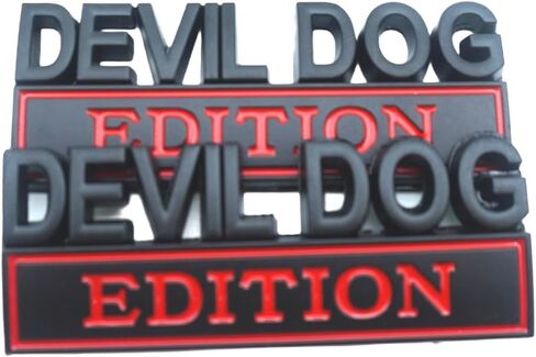 مجموعة زوجية من Devil Dog Edition بأحرف ممتصة للصدمات ثلاثية الأبعاد شعارات بديلة لشارة السيارة العالمية والشاحنة والمركبات الترفيهية والقوارب (أسود فضي) in Kuwait