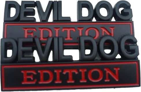 مجموعة زوجية من Devil Dog Edition بأحرف ممتصة للصدمات ثلاثية الأبعاد شعارات بديلة لشارة السيارة العالمية والشاحنة والمركبات الترفيهية والقوارب (أسود فضي) in Kuwait
