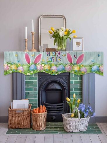 Christmas Grid Leopard Xmas Tree Mantel Scarf Fireplace Top Runner,Mantel Scarves Cover Table Runners for Home Daily Use Holiday Party Decor 70x17in,Winter Snowflake Texture on Red in Kuwait