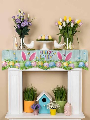 Christmas Grid Leopard Xmas Tree Mantel Scarf Fireplace Top Runner,Mantel Scarves Cover Table Runners for Home Daily Use Holiday Party Decor 70x17in,Winter Snowflake Texture on Red in Kuwait