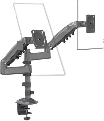 H180 22"-32" Gas Spring Dual Monitor Desktop Stand Full Motion LCD TV Mount 2-12kg Ergonomic Long Arm Clip Grommet(Black) in Saudi Arabia