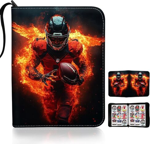 Football Card Binder 900 Pockets, 50 Sleeves Large Football Binder 3 Ring Zipper Trading Cards Holder 9 Pocket, Sport Collection Book Storage Box Organizer, Album Folder Case Photocard Protector Gift in Saudi Arabia