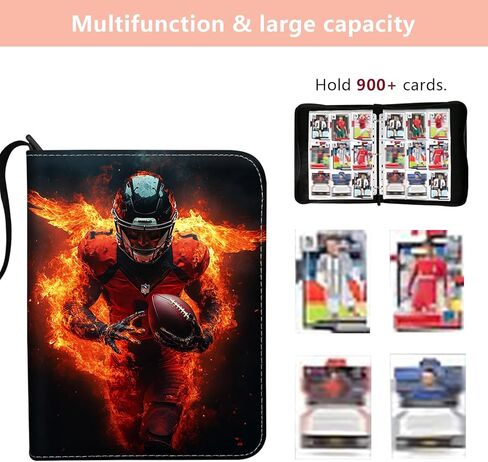 Football Card Binder 900 Pockets, 50 Sleeves Large Football Binder 3 Ring Zipper Trading Cards Holder 9 Pocket, Sport Collection Book Storage Box Organizer, Album Folder Case Photocard Protector Gift in Saudi Arabia