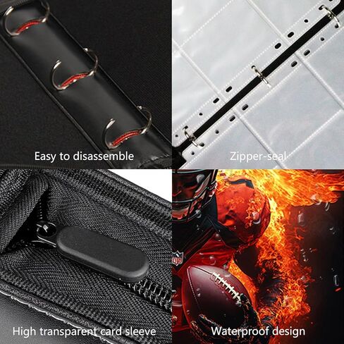 Football Card Binder 900 Pockets, 50 Sleeves Large Football Binder 3 Ring Zipper Trading Cards Holder 9 Pocket, Sport Collection Book Storage Box Organizer, Album Folder Case Photocard Protector Gift in Saudi Arabia