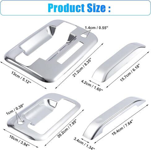 X AUTOHAUX Set of 5 Pack Driver and Passenger Side Chrome Silver Tone Car Exterior Outside Door Handle Cover with Tailgate Covers Decor Trim for Ford F-150 4DR 2004-2014 in Saudi Arabia