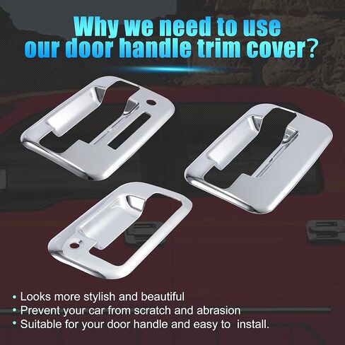 X AUTOHAUX Set of 5 Pack Driver and Passenger Side Chrome Silver Tone Car Exterior Outside Door Handle Cover with Tailgate Covers Decor Trim for Ford F-150 4DR 2004-2014 in Saudi Arabia