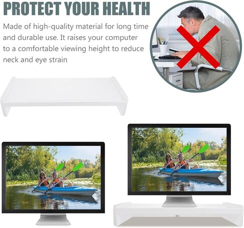 NOLITOY Plastic Computer Monitor Stand Riser with Elevated Design for Cervical Spine Protection Desktop Rack for Office Home School Use High-grade Material Computer Screen Organizer in Saudi Arabia