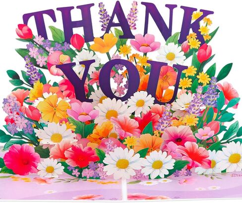 Pop Up Thank You Cards - 3D Paper Flowers Thank You Pop Up Cards with Envelope for Mom Dad Women Men Nurses Teachers Day Appreciation Gift in Saudi Arabia