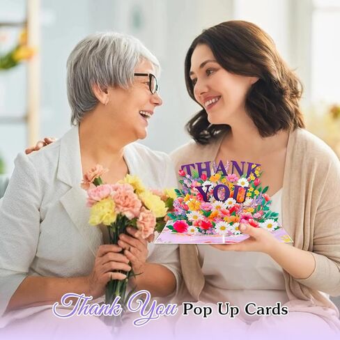 Pop Up Thank You Cards - 3D Paper Flowers Thank You Pop Up Cards with Envelope for Mom Dad Women Men Nurses Teachers Day Appreciation Gift in Saudi Arabia