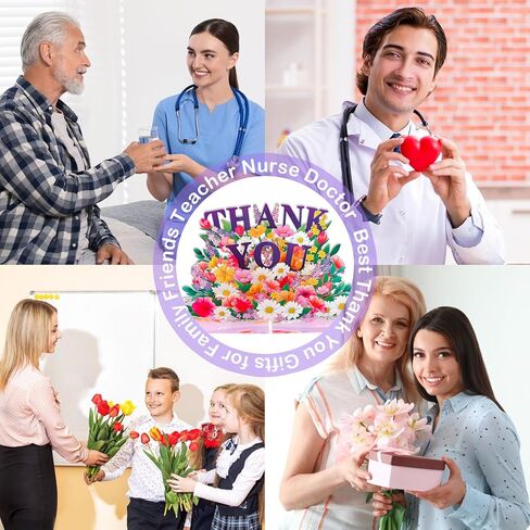 Pop Up Thank You Cards - 3D Paper Flowers Thank You Pop Up Cards with Envelope for Mom Dad Women Men Nurses Teachers Day Appreciation Gift in Saudi Arabia
