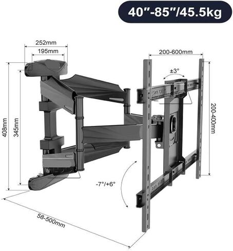 TV hanging telescopic rotating 65 70 75 inch TV bracket S8 in Saudi Arabia