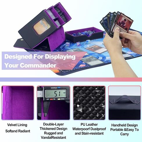 صندوق MTG Commander Deck Box، صندوق تخزين بطاقات التداول مع مقبض وصينية النرد يحمل أكثر من 230 بطاقة مزدوجة الأكمام، صندوق مزدوج الطبقات بتصميم زر متين مناسب لبطاقات CCG/TCG/البطاقات الرياضية (أسود وبنفسجي) in Kuwait