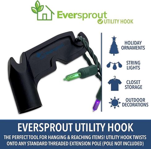 EVERSPROUT 7-to-24 Foot Utility Hook with Extension Pole (30 Foot Reach) | Installing and Hanging Christmas/String Lights, Birdfeeders, Reaching High Places | Heavy-Duty Telescoping Extension Pole in Saudi Arabia
