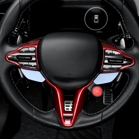 متوافق مع ملحقات Hyundai Elantra N 2023-2025، غطاء الكسوة السفلي لعجلة قيادة السيارة، تقنية مضادة لبصمات الأصابع، ABS مقاوم للحرارة (نمط ألياف الكربون) in Kuwait