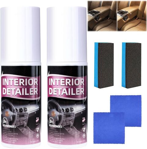 2PCS Car Interior Cleaner, 2026 New Polishing Cleaner Car Interior Spray, Interior Detailer Spray, 100ml Multi-Purpose Automotive Cleaners for Rubber and Leather, Original Gloss Restore & Polish in Kuwait