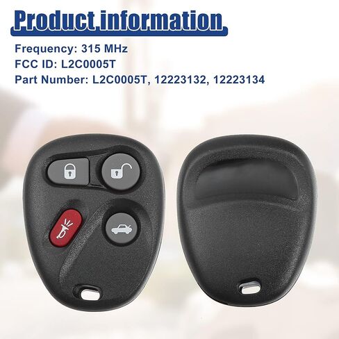 ACROPIX 315 MHZ Key Fob دخول بدون مفتاح عن بعد مناسب لكاديلاك CTS 2003-2007 L2C0005T - حزمة من 2 أسود in Saudi Arabia