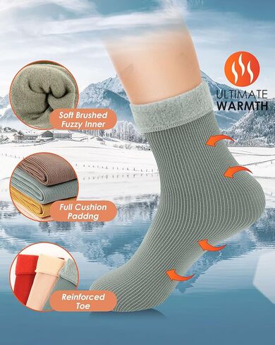 Xuhal 30 Pairs Winter Warm Thermal Socks Bulk for Men Women Crew Boot Socks Thick Socks for Cold Weather in Kuwait