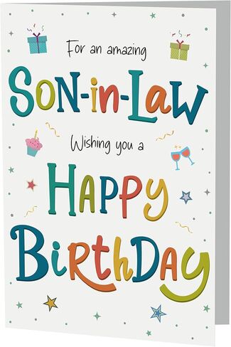 Cards Birthday Card for Son-in-Law – Colourful A5 Greeting Card with Printed Verse – Premium UK Made Design in Kuwait