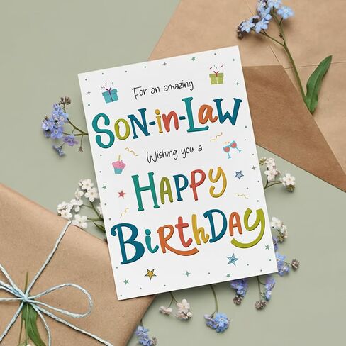 Cards Birthday Card for Son-in-Law – Colourful A5 Greeting Card with Printed Verse – Premium UK Made Design in Kuwait
