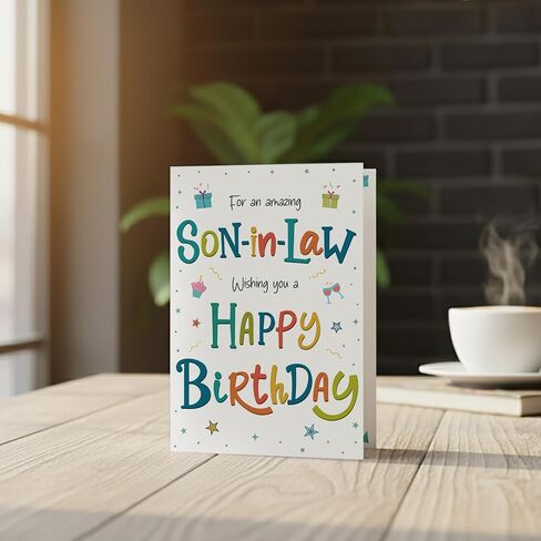 Cards Birthday Card for Son-in-Law – Colourful A5 Greeting Card with Printed Verse – Premium UK Made Design in Kuwait
