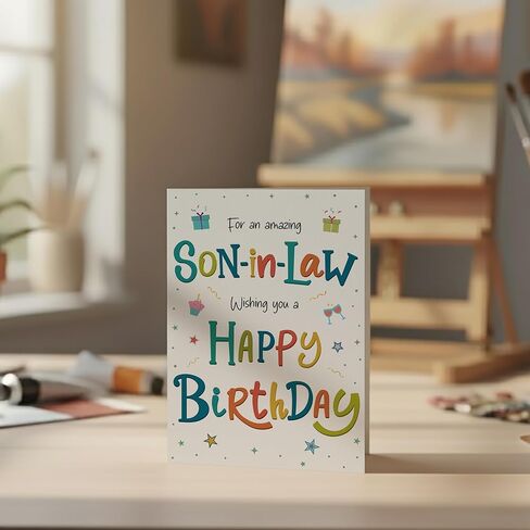 Cards Birthday Card for Son-in-Law – Colourful A5 Greeting Card with Printed Verse – Premium UK Made Design in Kuwait