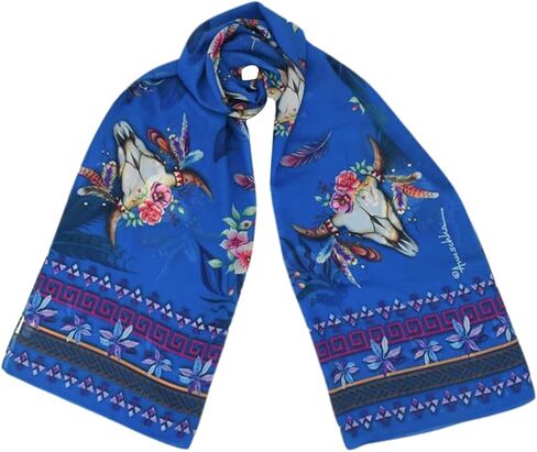 Anuschka Women's Original Printed Artwork Chiffon Scarf-Midnight Peony in Kuwait