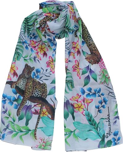 Anuschka Women's Original Printed Artwork Chiffon Scarf-Midnight Peony in Saudi Arabia
