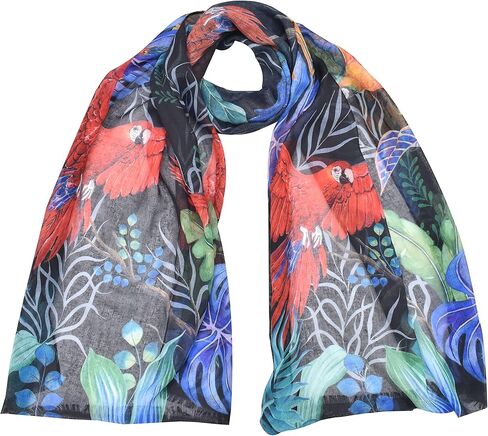 Anuschka Women's Original Printed Artwork Chiffon Scarf-Midnight Peony in Saudi Arabia