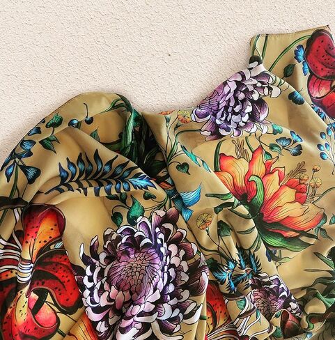 Anuschka Women's Original Printed Artwork Chiffon Scarf-Midnight Peony in Saudi Arabia