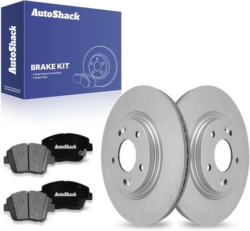 AutoShack 12.01" (305 mm) Front Vented Brake Rotors Coated + Premium Ceramic Brake Pads Replacement for 2015-2019 Hyundai Sonata 2016-2020 Kia Optima 6-PC Brake Kit ArmorStop in Saudi Arabia