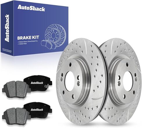 AutoShack 12.01 بوصة (305 مم) دوارات فرامل أمامية مطلية + استبدال وسادات فرامل سيراميك ممتازة لـ 2015-2019 Hyundai Sonata 2016-2020 Kia Optima 6-PC طقم فرامل ArmorStop in Kuwait