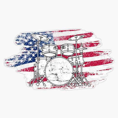 Cool Drummer Art Women America Us Flag Drum Set Sticker Bumper Sticker Vinyl Decal 5" in Saudi Arabia