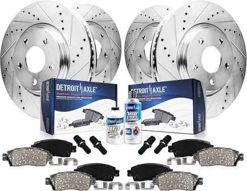 Detroit Axle - Brake Kit for Infiniti M35 M45 G35 EX35 G25 G37 QX50 Nissan 350Z 370Z Replacement 12.6" inch Front & 12.13" inch Rear Drilled & Slotted Disc Brake Rotors Ceramic Brakes Pads in Saudi Arabia