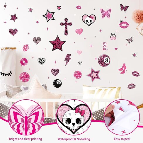 Halloween Wall Decals Decor - 4 Pcs Halloween Wall Stickers Skull Black Cat Tree Crow Wall Sticker Removable Wall Murals Peel and Stick Wall Decal for Home Decor Halloween Party Supplies in Kuwait