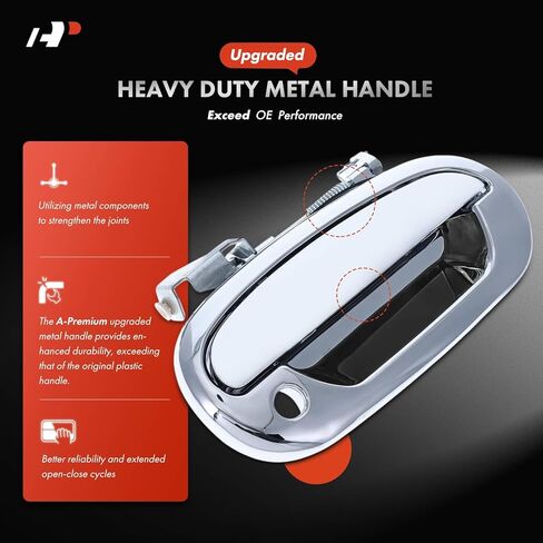 A-Premium Upgraded Metal Exterior Door Handles Compatible with Ford F150 1997-2003, F150 Heritage 2004, F250 1997-1999, Expedition 1997-2002 & Lincoln Navigator 1998-2002, Chrome, 2-PC Set, Front Side in Saudi Arabia