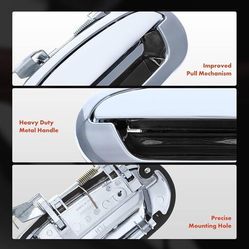A-Premium Upgraded Metal Exterior Door Handles Compatible with Ford F150 1997-2003, F150 Heritage 2004, F250 1997-1999, Expedition 1997-2002 & Lincoln Navigator 1998-2002, Chrome, 2-PC Set, Front Side in Saudi Arabia