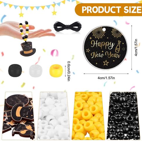 24 مجموعات 2026 سنة جديدة قلادة الزينة DIY الخرز قلادة الحرفية مجموعات السنة الجديدة سحر لصنع المجوهرات أسود أبيض أصفر مطرز السائبة سنة جديدة سعيدة الملحقات ليلة رأس السنة الجديدة تفضل الحزب in Kuwait