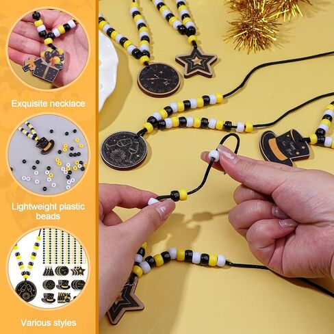 24 مجموعات 2026 سنة جديدة قلادة الزينة DIY الخرز قلادة الحرفية مجموعات السنة الجديدة سحر لصنع المجوهرات أسود أبيض أصفر مطرز السائبة سنة جديدة سعيدة الملحقات ليلة رأس السنة الجديدة تفضل الحزب in Kuwait
