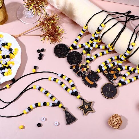 24 مجموعات 2026 سنة جديدة قلادة الزينة DIY الخرز قلادة الحرفية مجموعات السنة الجديدة سحر لصنع المجوهرات أسود أبيض أصفر مطرز السائبة سنة جديدة سعيدة الملحقات ليلة رأس السنة الجديدة تفضل الحزب in Kuwait