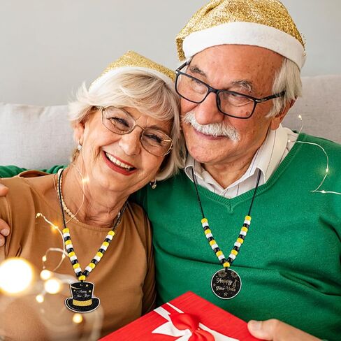 24 مجموعات 2026 سنة جديدة قلادة الزينة DIY الخرز قلادة الحرفية مجموعات السنة الجديدة سحر لصنع المجوهرات أسود أبيض أصفر مطرز السائبة سنة جديدة سعيدة الملحقات ليلة رأس السنة الجديدة تفضل الحزب in Kuwait