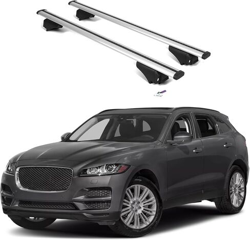 ERKUL Roof Rack Cross Bars for Jaguar F-Pace 2017-2026 | Aluminum Crossbars with Anti Theft Lock for Rooftop | Compatible with Flush Rails - Silver in Saudi Arabia