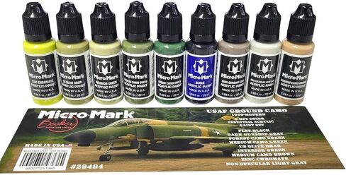 Micro-Mark USAF Ground Camo Acrylic Paint Set – 9 Colors, 0.68 fl. oz Bottles, 1950-Modern Military Vehicle Colors, Made in USA for Model Aircraft, Vehicles & Dioramas in Kuwait