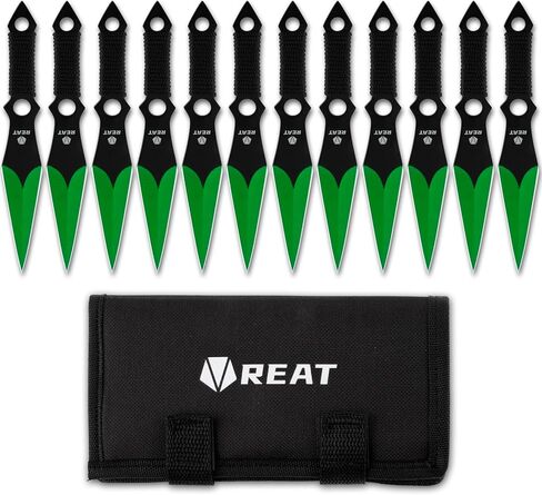 REAT Throwing Knives - 3 Piece,10" 440 Stainless Steel with Black Coating, Includes Sheath for Safe Storage - Ideal for Men, Competition, Training and Recreation in Kuwait
