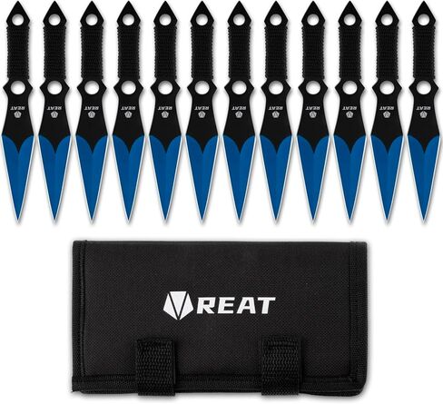 REAT Throwing Knives - 3 Piece,10" 440 Stainless Steel with Black Coating, Includes Sheath for Safe Storage - Ideal for Men, Competition, Training and Recreation in Kuwait