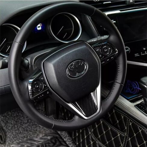 Carbon Fiber Color Steering Wheel Button Cover Sticker Interior Decoration Trim for Toyota Camry 2018-2024，for Toyota Avalon 2019-2022 Steering Wheel Frame Strip Button Panel Cover Trim in Saudi Arabia