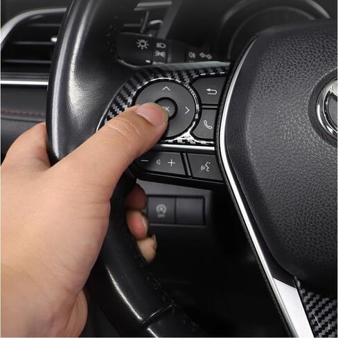 Carbon Fiber Color Steering Wheel Button Cover Sticker Interior Decoration Trim for Toyota Camry 2018-2024，for Toyota Avalon 2019-2022 Steering Wheel Frame Strip Button Panel Cover Trim in Saudi Arabia