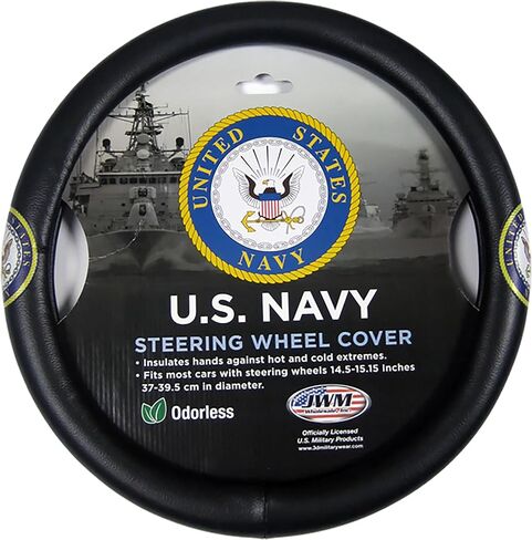 United States Navy Steering Wheel Cover, Universal Fit 14.5-15.5 Inches, Black, Temperature Insulating (Car 14.5 inches – 15.5 inches.) in Saudi Arabia